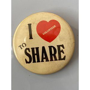 Vintage I LOVE TO SHARE with heart logo Pinback Button